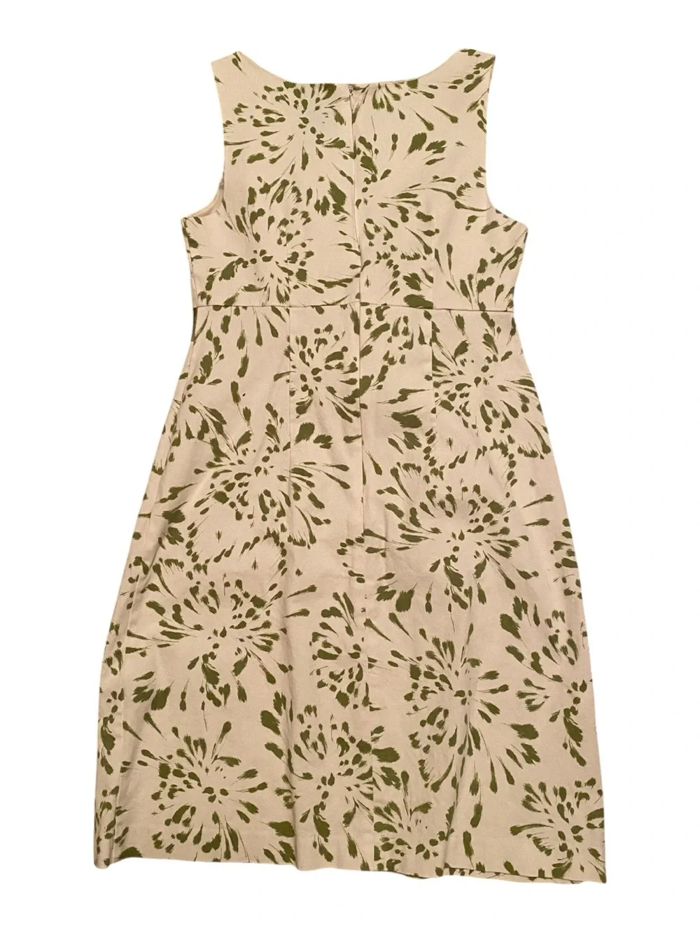 Jessica Howard Cream Dress with Olive Floral Print and Bow, Size 6 - Picture 2 of 7